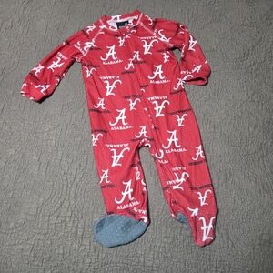 Alabama Crimson Tide Bodysuit Infant Zip Pajama Raglan Coverall, 12M